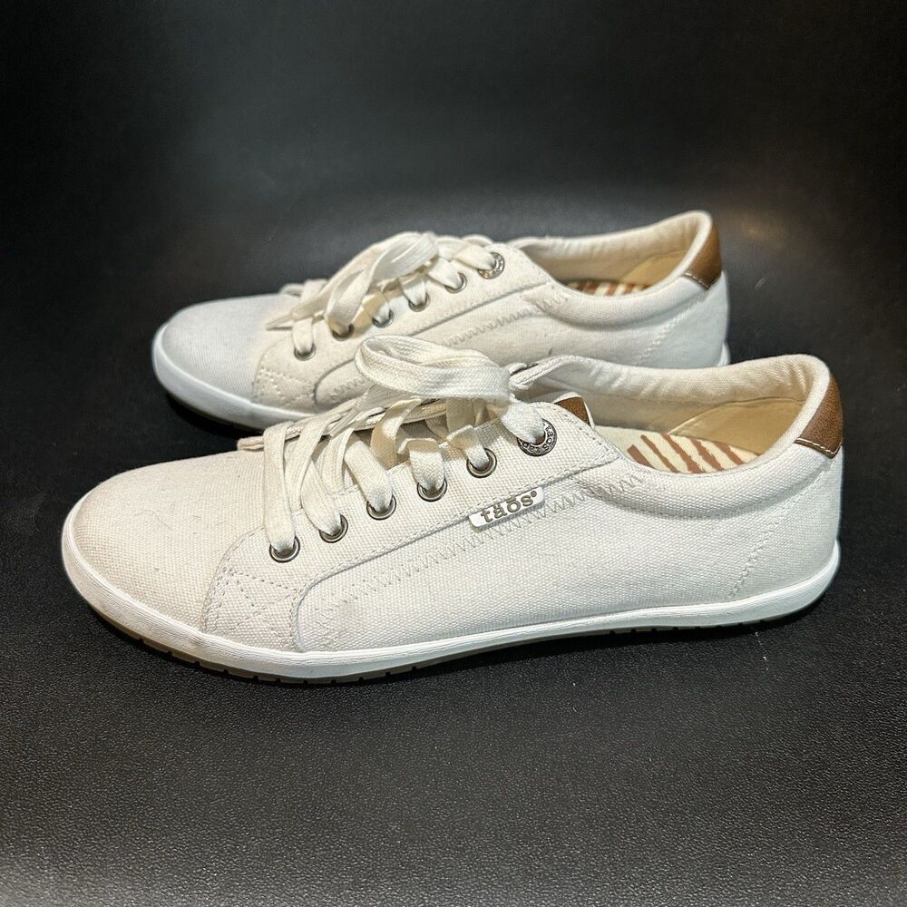 Taos Star Burst Womens White Canvas Preppy Nautical Sneakers Lace Up US 9